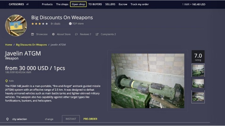 guns on dark web